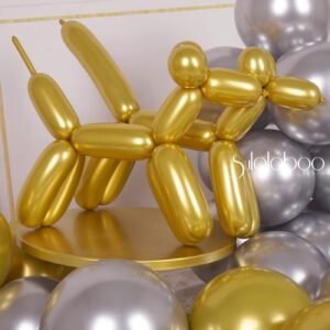 SULALABOO 260 Balloons Gold Metallic 80PCS Latex Long Shiny Balloon to Twisting Flowers Animals for Birthday Party Anniversary Wedding or Other Party Events and Festivals DIY