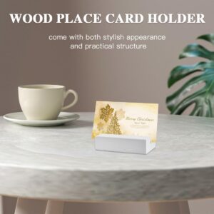 TIMESETL 12Pack Wood Place Card Holders Wood Sign Holders Table Number Holder Stands Wooden Sign Holders Name Card Holder for Wedding Party Events Decoration (White, 3 x 1.6 x 0.8 Inch)