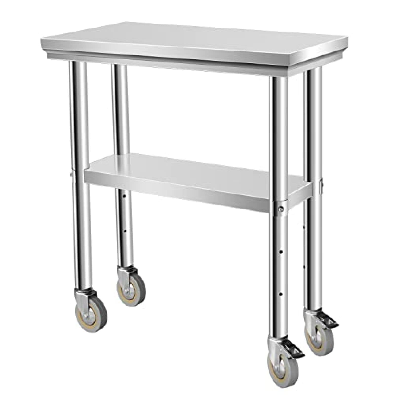 Stainless Steel Work & Prep Table with Caster Wheels and Under Shelf for Restaurant, Home, Hotel,24''x12''