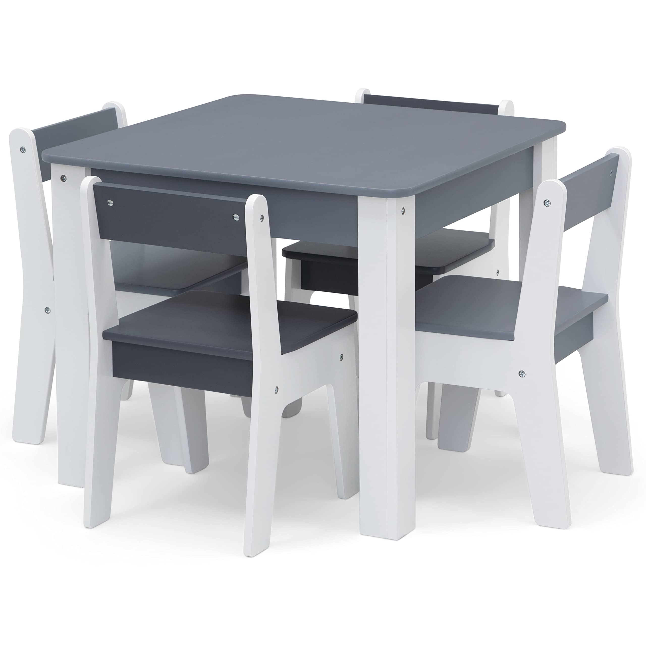 GAP GapKids Table and 4 Chair Set - Greenguard Gold Certified, Grey/White