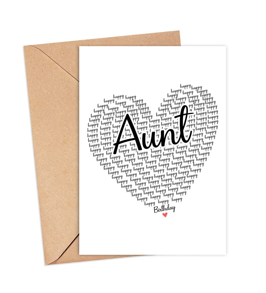 GavinsDesigns Happy Birthday Aunt Card - Cute Happy Birthday - Birthday Greeting Card - Sweet Birthday Card For Aunt - Anniversary-Thank You Card - Heart Happy Birthday Mom - I Love You Aunt Card