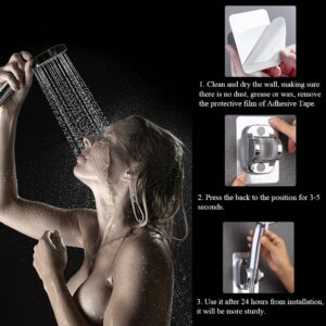 Shower Head Holder Shower Wand Holder Wall Mount Adhesive Adjustable Handheld Shower Holder No Drilling Shower Head Bracket