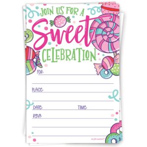 sweets candy invitations with envelopes (20 count) - sweet celebration birthday invites