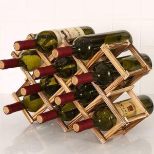 LoongZDD Freestanding Stackable Wine Rack Organizer for Countertop and Cabinets with Foldable Design and Scratch-Resistant Protector