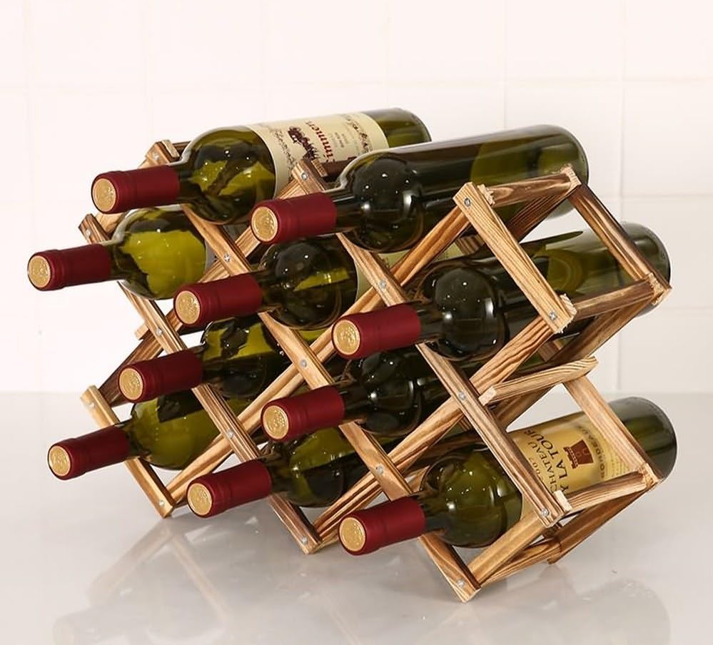 LoongZDD Freestanding Stackable Wine Rack Organizer for Countertop and Cabinets with Foldable Design and Scratch-Resistant Protector