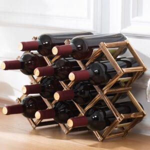 LoongZDD Freestanding Stackable Wine Rack Organizer for Countertop and Cabinets with Foldable Design and Scratch-Resistant Protector