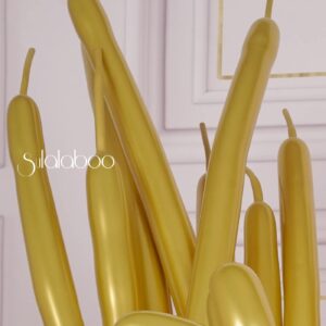 SULALABOO 260 Balloons Gold Metallic 80PCS Latex Long Shiny Balloon to Twisting Flowers Animals for Birthday Party Anniversary Wedding or Other Party Events and Festivals DIY