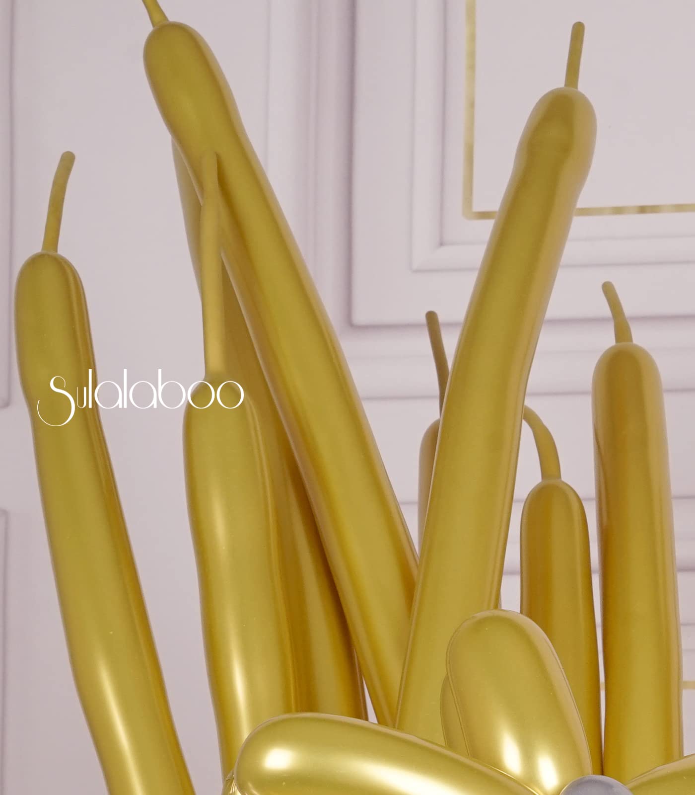 SULALABOO 260 Balloons Gold Metallic 80PCS Latex Long Shiny Balloon to Twisting Flowers Animals for Birthday Party Anniversary Wedding or Other Party Events and Festivals DIY