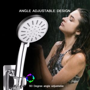 Shower Head Holder Shower Wand Holder Wall Mount Adhesive Adjustable Handheld Shower Holder No Drilling Shower Head Bracket