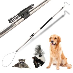 dog catcher pole animal catch pole control tool trap kit for dogs, pig, fox, hog and other wildlife catching - 52inch with flashlight