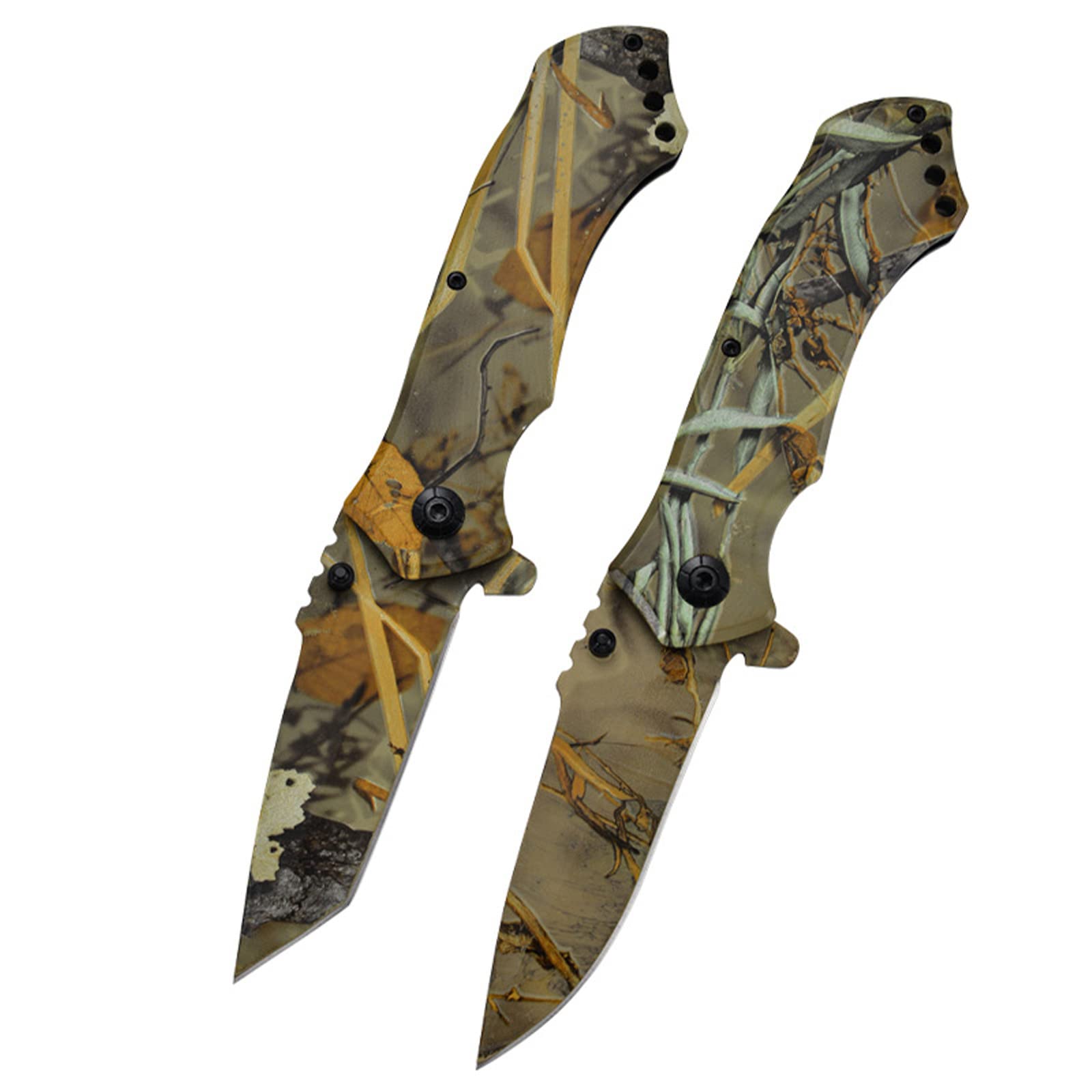 JUNZHIZHE Camouflage Folding Knife,Square Blade Folding Knife,3.2-inch Camouflage Tactical Pocket Knife - EDC Outdoor Camping and Hunting Tools,Father's Day Gift（2Pack）