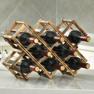 LoongZDD Freestanding Stackable Wine Rack Organizer for Countertop and Cabinets with Foldable Design and Scratch-Resistant Protector