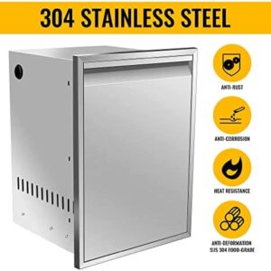 AHLOKI Outdoor Kitchen Trash Drawer with Trash Bin Pull Out Drawers for Kitchen Cabinets,304 Stainless Steel, Brushed, Durable & Easy to Clean,17W X 23H X 16D Inch