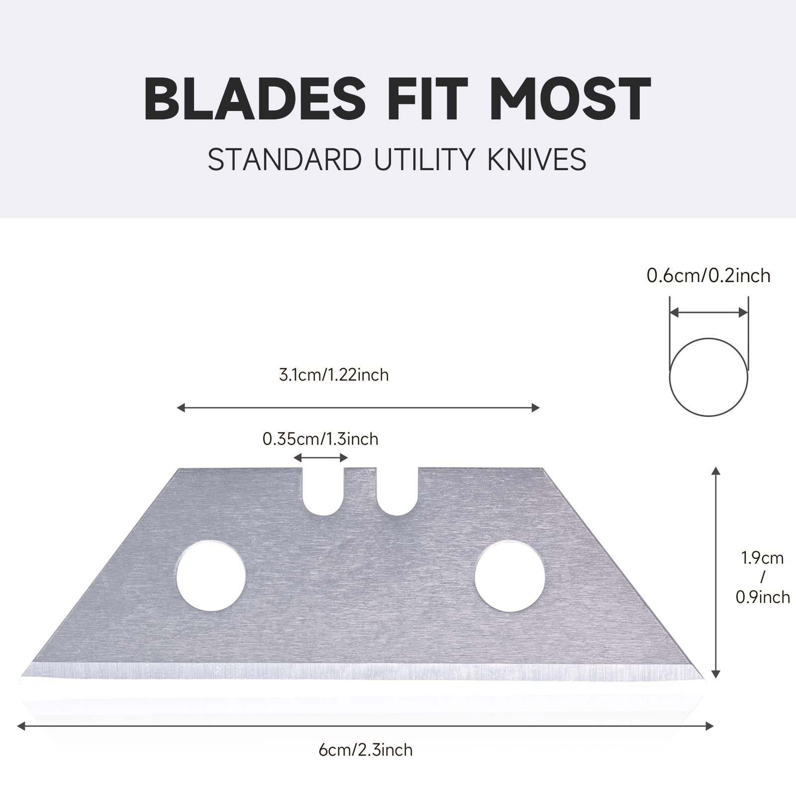 FOSHIO 10 Pack Utility Knife Blades, Heavy Duty Box Cutter Blades SK5 Carbon Steel, Standard Replacement Razor Blades Utility Knife for Leather, Rubber, Wood, Fits Most Standard Utility Knives