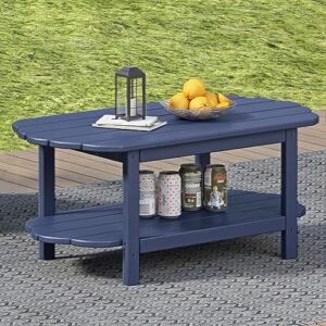 MINPINSER 2 Tier Patio Table-Outdoor Coffee Table Adirondack Deck Table HDPE Pool Side Table, Blue