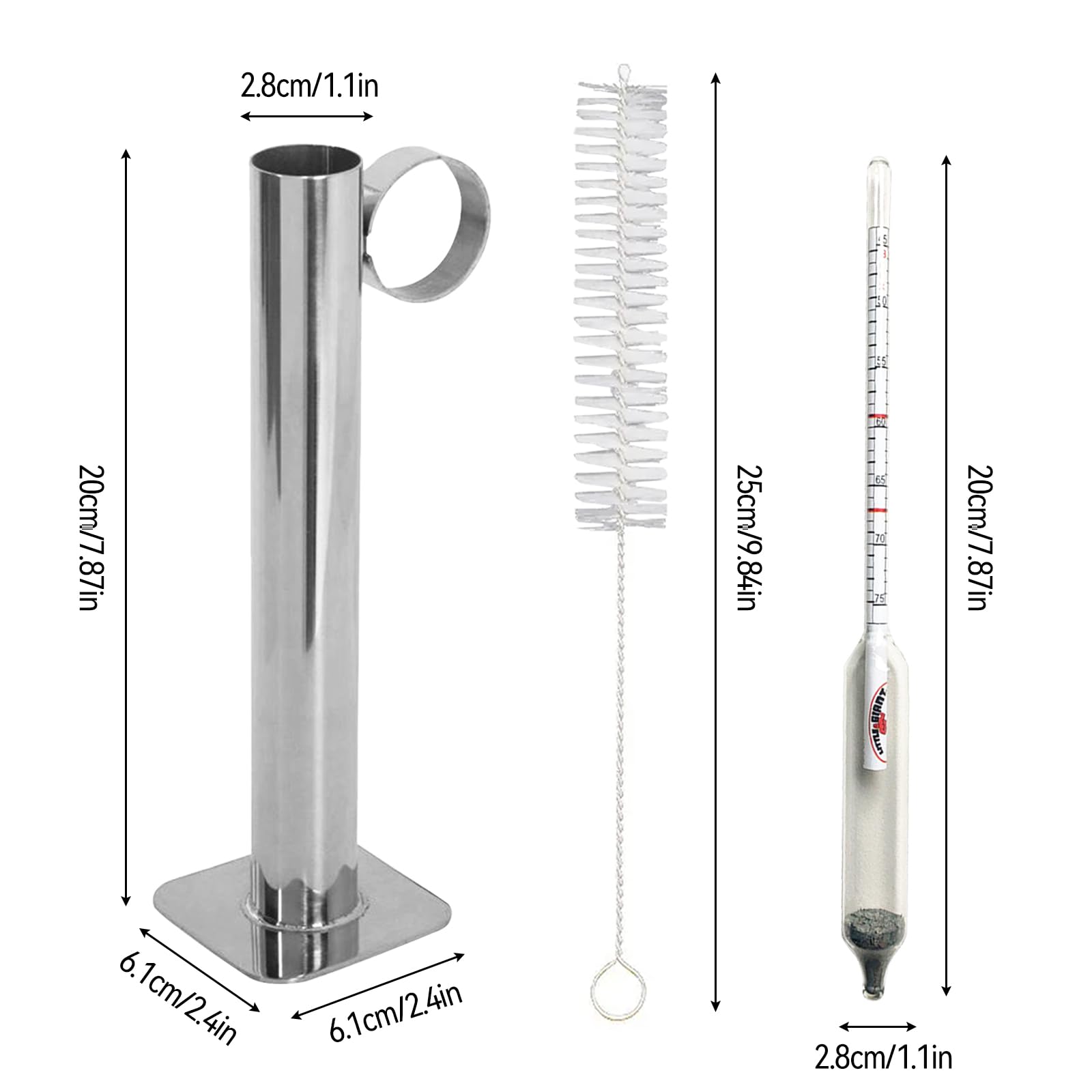 LYTDMSKY Maple Syrup Hydrometer Test Cup Kit, Maple Syrup Tapping Kit, Stainless Steel Measuring Tools, Measure Sugar Content, Baume and Brix Scale Easy to Read, Hydrometer for Alcohol, Mead Making