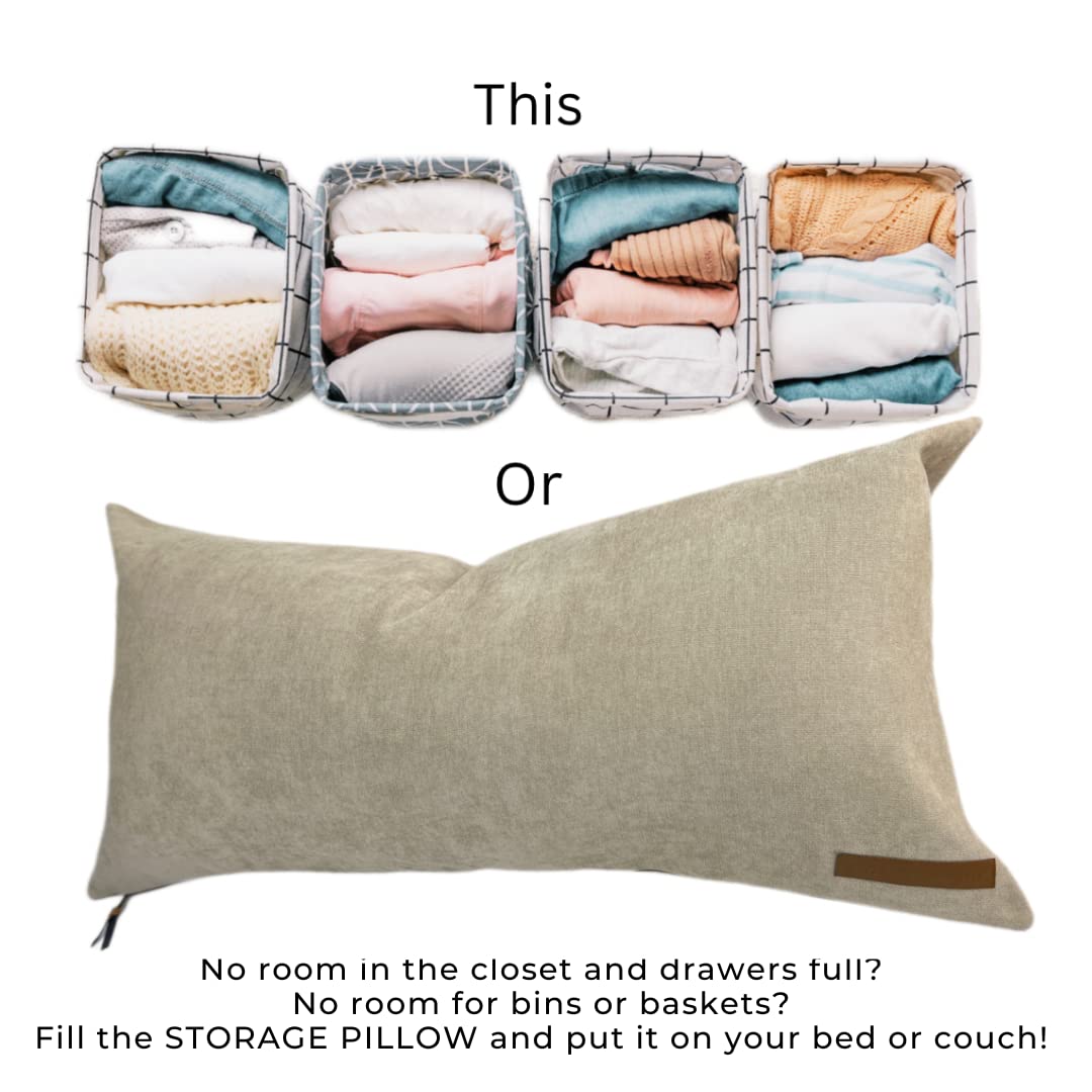 THE STORAGE PILLOW XL zippered storage Pillowcase FILL w Clothes Bedding Blankets to maximize Space - RV Camper Dorm Tiny Home Boat Inside Organization Ideas Accessories - Small Space Storage Solution