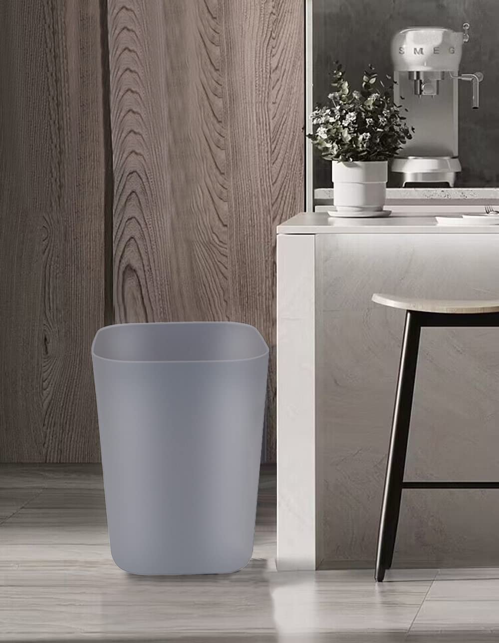 Gereen 2 Gallon Trash Can,Small Trash Can for Bathroom,Square Trash Bin Wastebasket for Bathroom Bedroom Kitchen Countertop Under Sink (1, Gray)