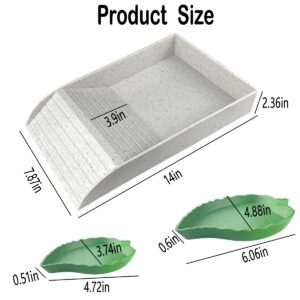 3 PCS Tortoise Food Dish with Ramp and Tortoise Water Bowl,Gray Reptile Water Bowl,Reptile Water Dish Amphibians Habitat,Reptile Water Bowl for Turtles,Horned Frogs and Lizards