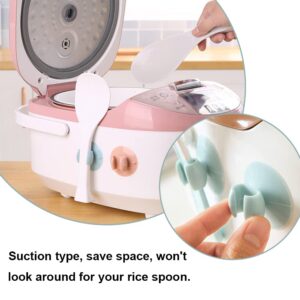 4 Pcs Rice Spoon Suction Holders One Piece Design Rice Cooker Spoon Racks Strong Adsorption Rice Spoon Stands for Electric Cooker Wall