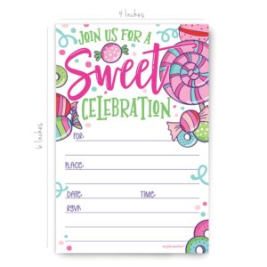 Sweets Candy Invitations With Envelopes (20 Count) - Sweet Celebration Birthday Invites