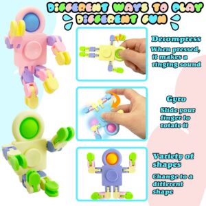 Eerrhhaq 20 Pcs Funny Sensory Fidget Toys,Transformable Chain Robot Finger Toy,Stress Relief Fingertip Gyro Toys for Party Favors,Gifts,Classroom Supplies Prizes