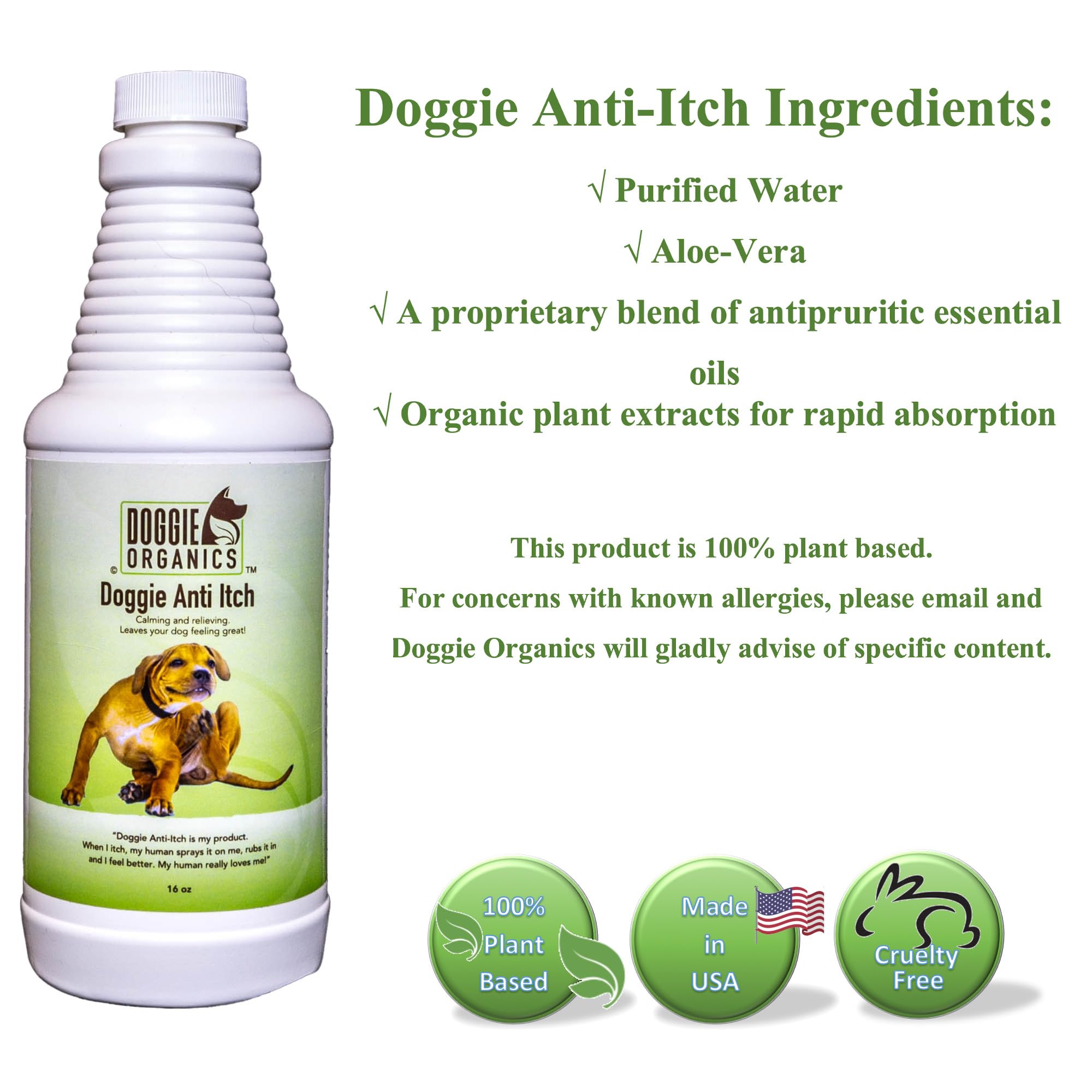 Doggie Anti Itch | Paw Licking and Scratching | Itch Relief Spray for Dogs | Soothes Raw Skin and Hot Spots | Helps Dandruff-Like Coat | Pleasant Smell