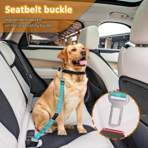 Removable Dog Seat Belt Harness for Car, 3 in 1 Pet Dog Car Seatbelt Leash, Retractable Restraint Secures to Vehicle Headrest & Adjustable Reflective Bungee Dog Seatbelt Tether with Poop Bag