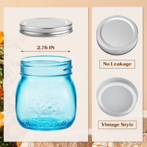 Tessco 12 Pieces 8 oz Colored Mason Jars with Lids Glass Regular Mouth Canning Jar Pint Mason Jars Not Allowed Dishwasher