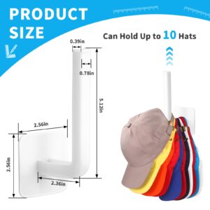 Letohoumia Hat Hooks for Wall, 4 Pcs Adhesive Hat Hangers Organizer Holder for Closet/Door, Multi-Purpose Strong Hook Rack Can Hold More Than 10 Hats Black