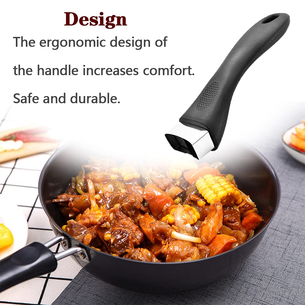 eHooyau 2 Pcs Pot Handle Bakelite Grip Long Replacement Handle with Screw for Kitchen Saucepan Pan Cookware