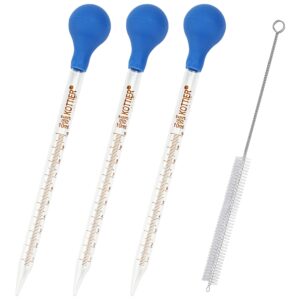 3pcs glass pipettes dropper, 10ml graduated liquid dropper with rubber bulb and cleaning brush, transfer pipettes for essential oil