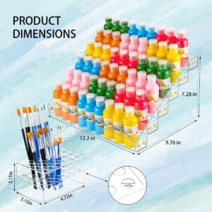 ESCULTORA 6Layers Acrylic Paint Organizer, Craft 24 Slot Paint Brush Holder, Perfect Paint Bottles Storage Rack For Storing 2oz Paint Bottles, Oil Paint Tubes, Miniature Paints