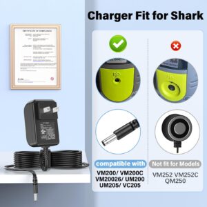 UL Power Cord Fit for Shark VACMOP VM200 VM200C VM20026 UM200 UM205 VC205 Cordless Hard Floor Vacuum Mop Charger Power Adapter Replacement