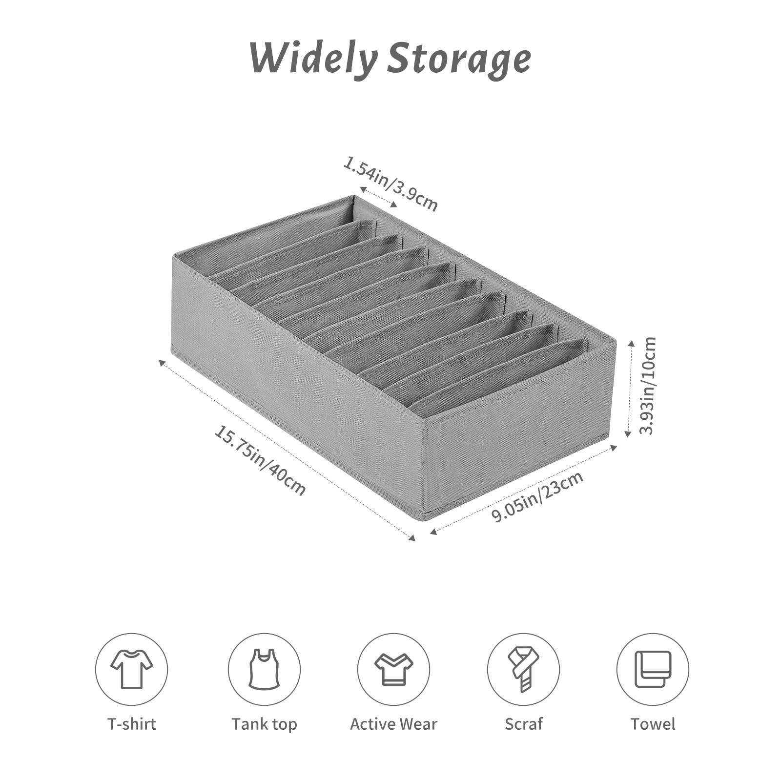 Coorganisers 4 Packs T-shirt Drawer Organizers for Clothing,10 Grids Compartment Storage Box Wardrobe Clothes Organizer, Washable Clothes Organizer for Folded Clothes, T-shirt, Legging, Silk Scarve