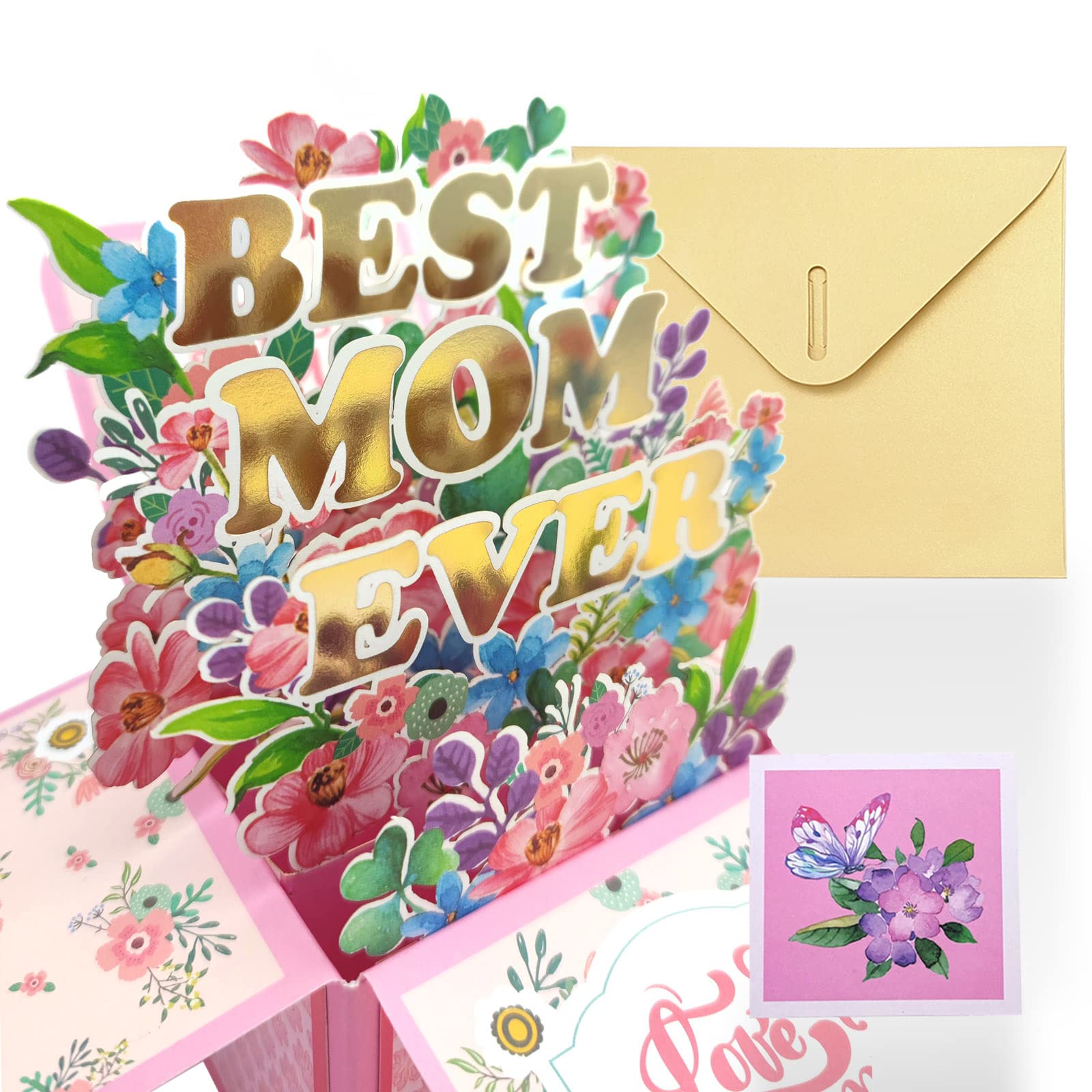 Christmas Card Pop Up Cards 3D Popup Cards Best Mom Christmas Pop Up Cards with Note Card and Envelope for Christmas Gifts Birthday Cards Thinking of You Mom Christmas Cards