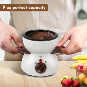 OFFKITSLY Fondue Pot Set, Mini Electric Fondue Pot Set for Melting Chocolate Cheese, Chocolate Meting Pot fondue maker Machine with Dipping Forks For Holiday Birthday Party Gift-White