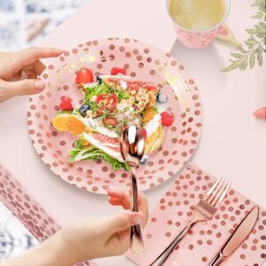 Nkaiso 141 Pieces Pink and Rose Gold Party Supplies, Party Dinnerware Sets Include Paper Plates Napkins Cups Silverware, for Wedding Bridal Shower Engagement Birthday Parties Decoration -20 Serves