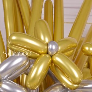 SULALABOO 260 Balloons Gold Metallic 80PCS Latex Long Shiny Balloon to Twisting Flowers Animals for Birthday Party Anniversary Wedding or Other Party Events and Festivals DIY