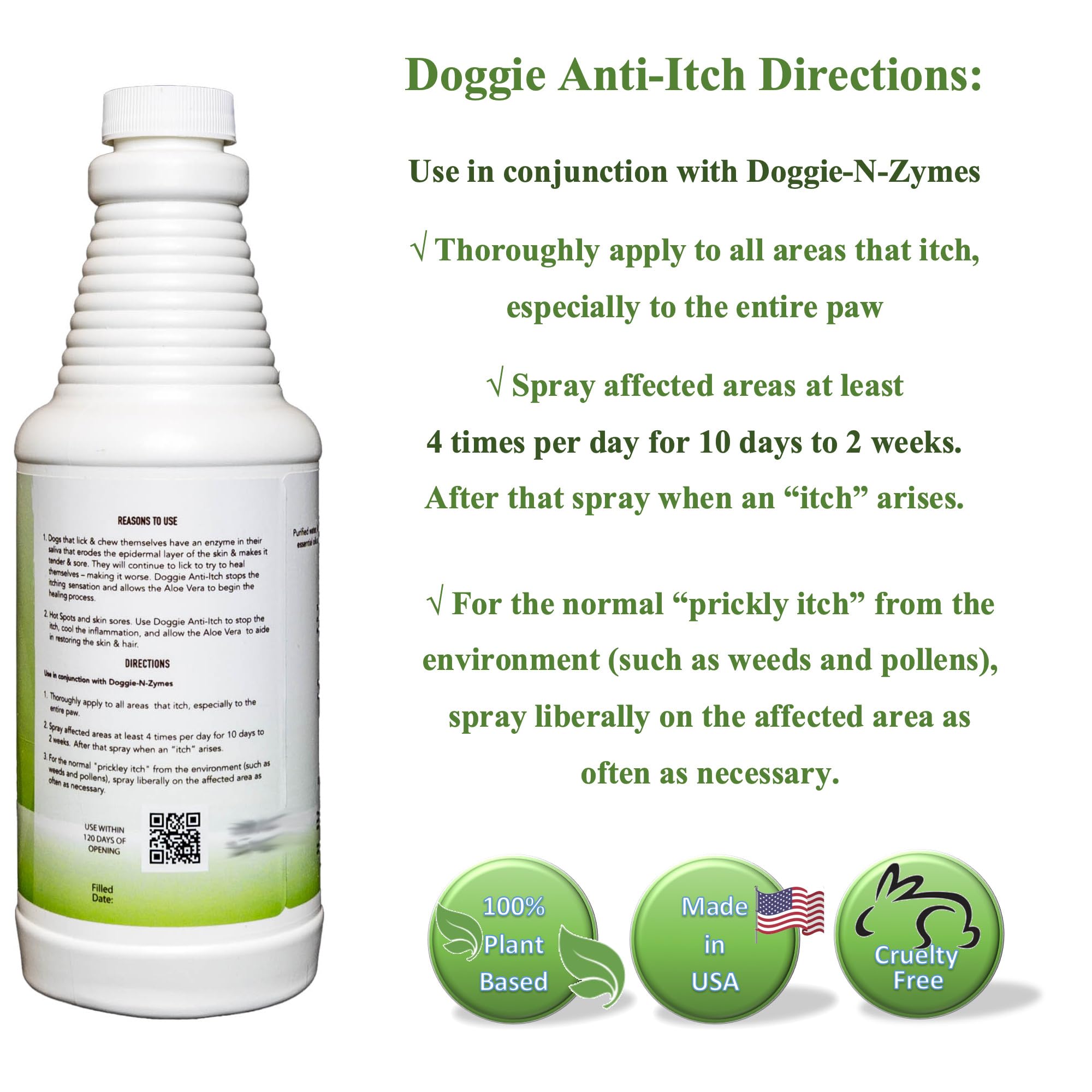 Doggie Anti Itch | Paw Licking and Scratching | Itch Relief Spray for Dogs | Soothes Raw Skin and Hot Spots | Helps Dandruff-Like Coat | Pleasant Smell