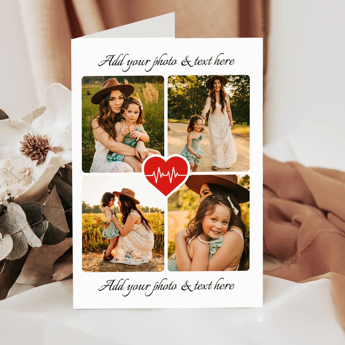 winorax Custom Card With Photos Collage Personalized Greeting Card with Photo Pictures Text Messages Custom Gifts For Mom Dad Couple Besties Mother's Day Birthday Christmas