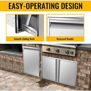 AHLOKI Outdoor Kitchen Trash Drawer with Trash Bin Pull Out Drawers for Kitchen Cabinets,304 Stainless Steel, Brushed, Durable & Easy to Clean,17W X 23H X 16D Inch