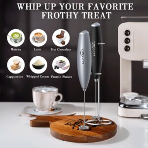 LUNASEA Handheld Milk Frother with Stand, Frother Wand, Electric frother for Coffee Whisk, Hand Mixer Blender Milk Foamer, Drink Mixer, Electric Whisker for Mixing, Latte, Cappuccino, Matcha (Silver)