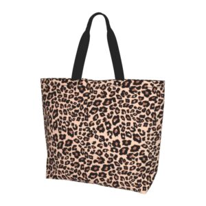 ohorteb leopard tote bag for women, reusable large ladies cheetah shoulder bag, fasion handbag for office, shopping, travel