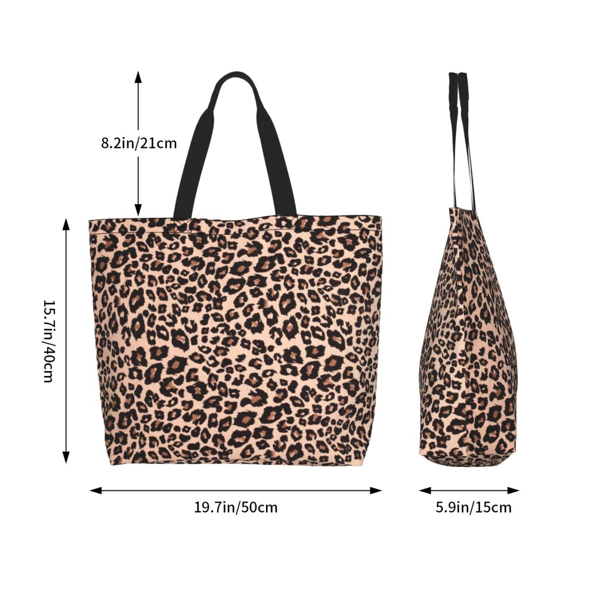 OHORTEB Leopard Tote Bag for Women, Reusable Large Ladies Cheetah Shoulder Bag, Fasion Handbag for Office, Shopping, Travel