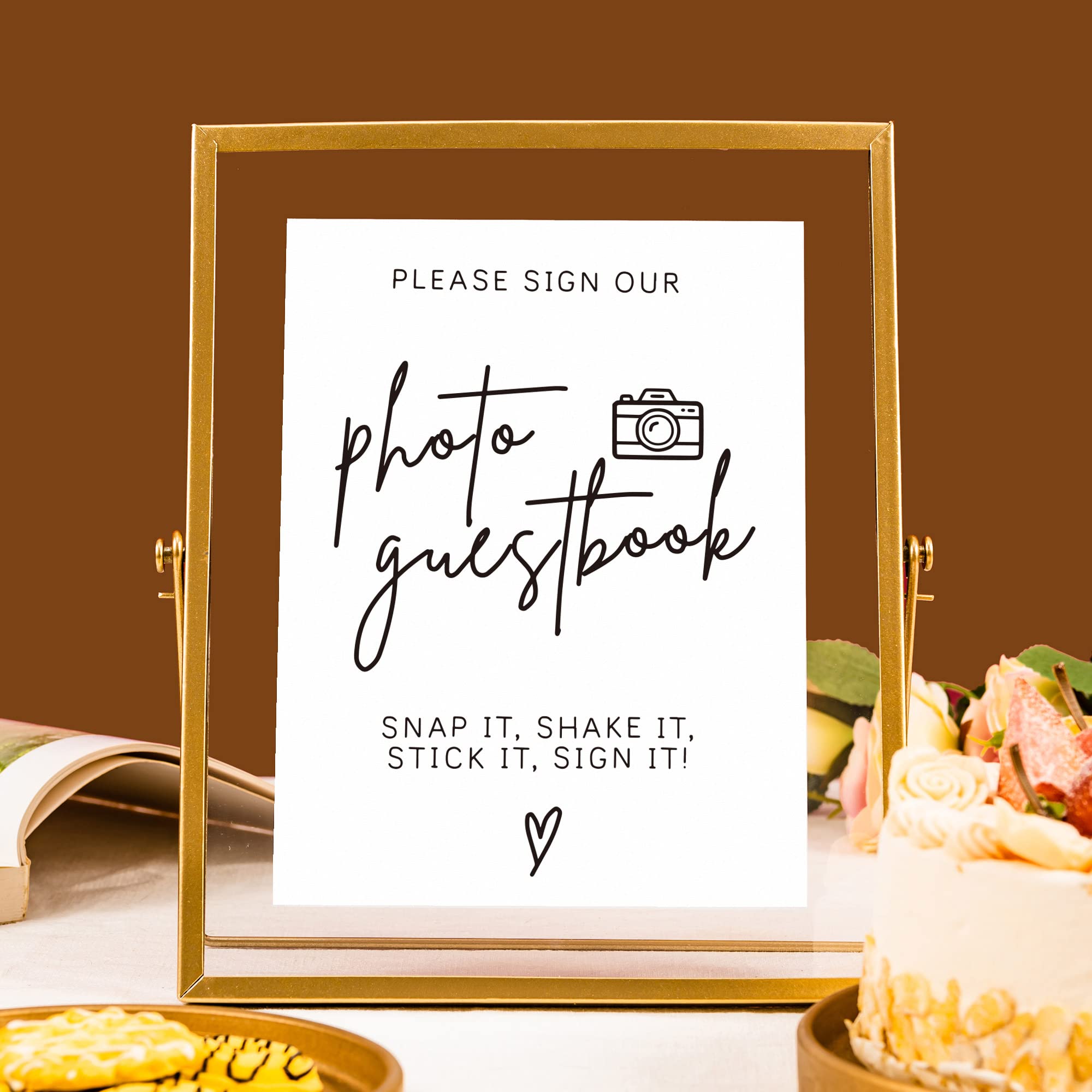 Calculs Please Sign Our Guest Book Sign For Wedding Photo Guest Book Sign Gold Floating Picture Frame Wedding Signs Place Card/Menu Holder 10”x8” Please Sign