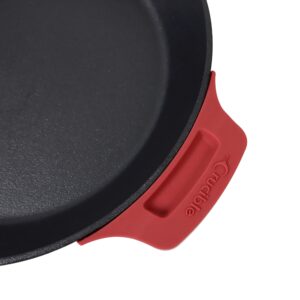 Cast Iron Skillet - 12"-Inch Dual Loop Handle Frying Pans + Silicone Handle Holder Covers - Oven Safe Cookware - Indoor/Outdoor Use - Use on any Stovetop, Grill, Induction Safe