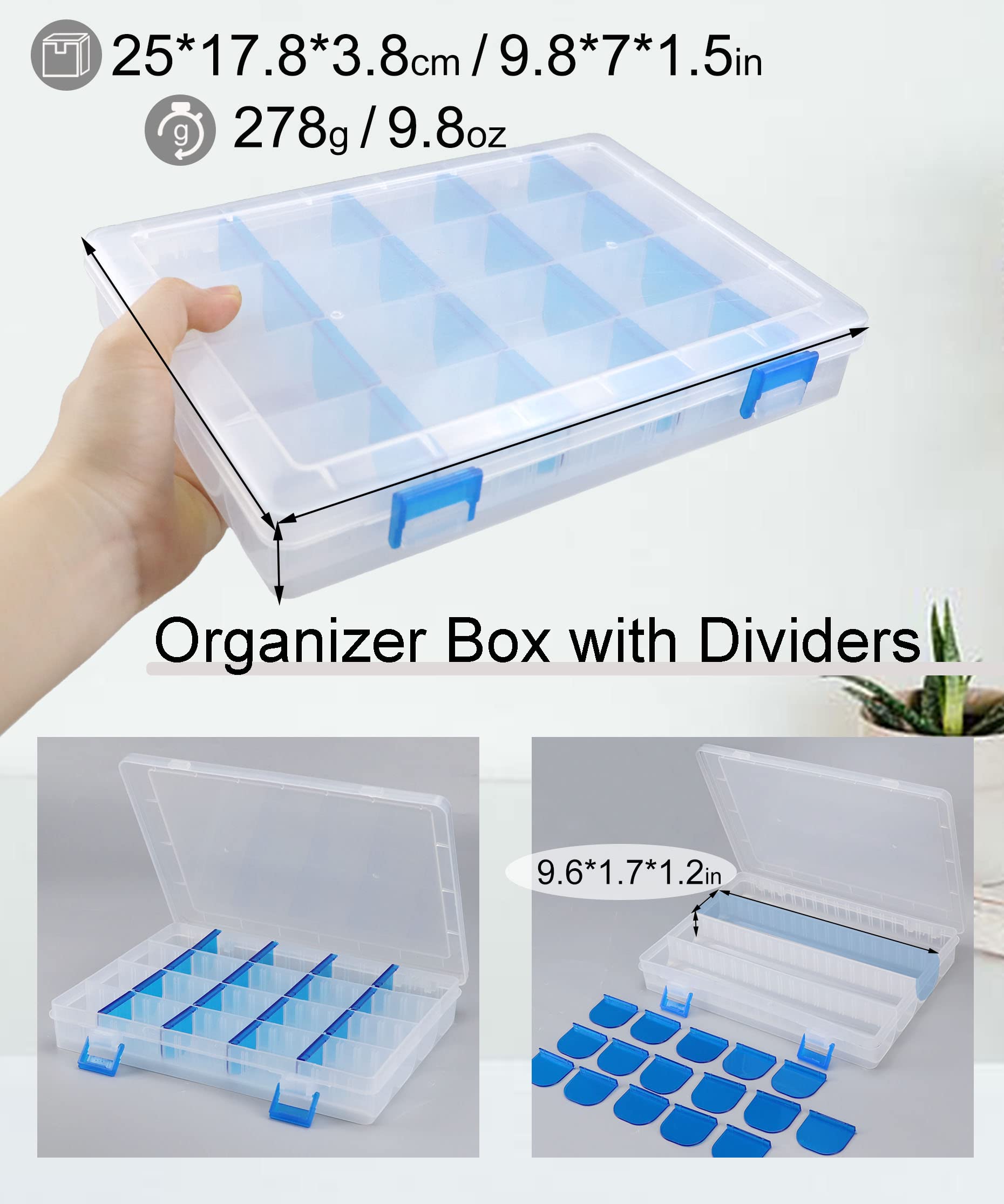 Uxwuy Snackle Box Charcuterie Container Tackle Box Organizer Plastic Clear Tackle Box for Snacks Beads Organizer Art Craft Storage Compartment Box