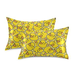 Rubber Duck Pillow Covers Silk Pillowcase for Hair and Skin Soft and Smooth Cooling Satin Pillowcase Standard Size Pillow Case for Bed Bedroom Women Boys Girls (20x26 Inch)