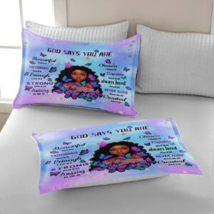 CKOU CCOO Black Girl Magic Comforter Set Twin for Kids Teens,Black Girl Bedding Set,African American Girl Inspirational Quotes Comforter Set,Black Princess Bed Bedroom Set with 2 Pillowcases